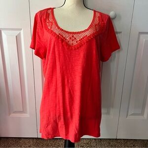 Old Navy Red Short Sleeve Top with Lace Detail Size XL